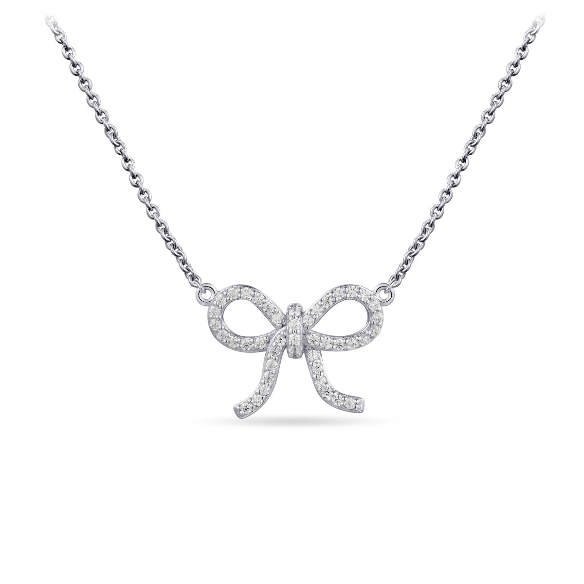 Gisser Ketting Zilver Gerhodineerd Zirkonia Wit 42+5 cm – N1105