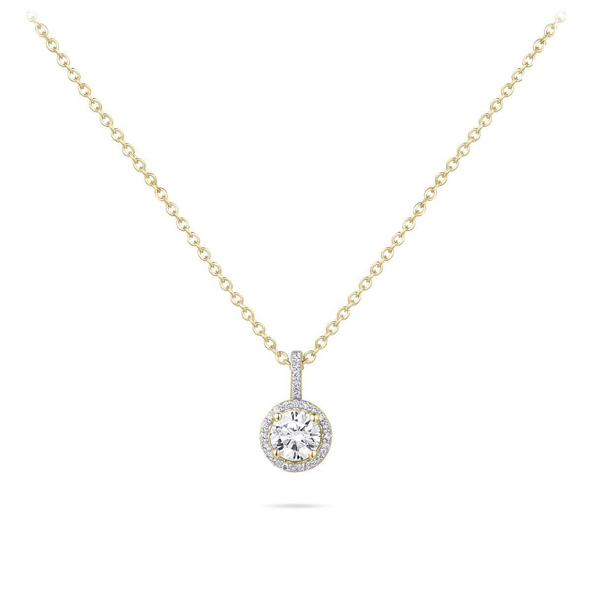 Gisser Ketting Zilver Geel Verguld Zirkonia Wit 42+5 cm – N1110Y
