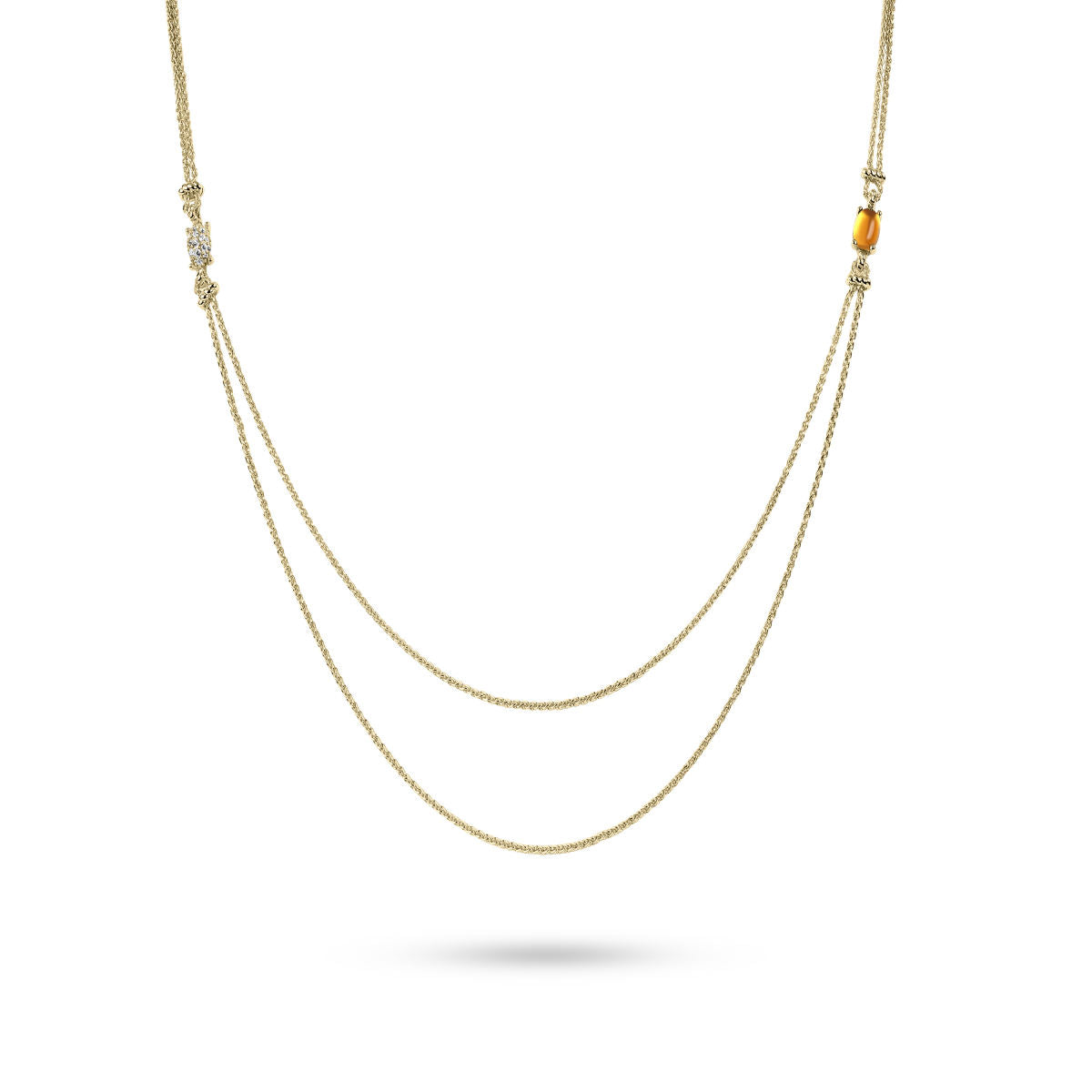 Gisser Ketting Zilver Geel Verguld Zirkonia Oranje 65 cm – N1117YY