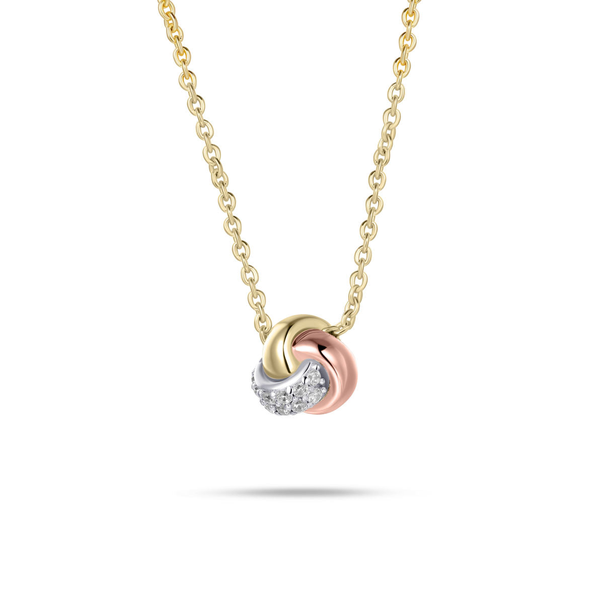 Gisser Ketting Zilver Verguld Tricolor Zirkonia Wit 42+5 cm – N1120T