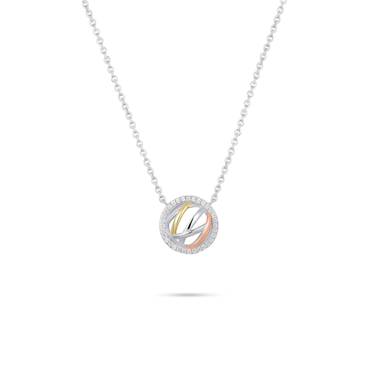 Gisser Ketting Zilver Verguld Tricolor Zirkonia Wit 42+5 cm – N1123T