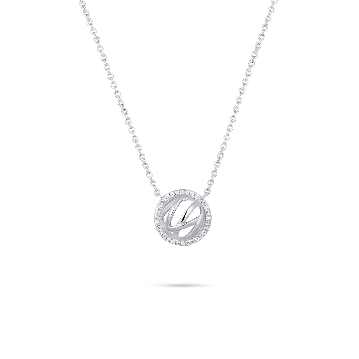 Gisser Ketting Zilver Gerhodineerd Zirkonia Wit 42+5 cm – N1123