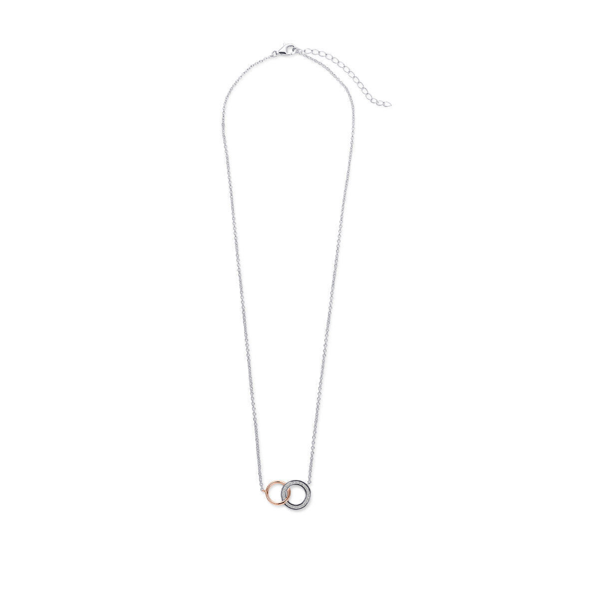 Gisser Ketting Zilver Verguld Bicolor Zirkonia Wit 42+5 cm – N1124R – foto 2