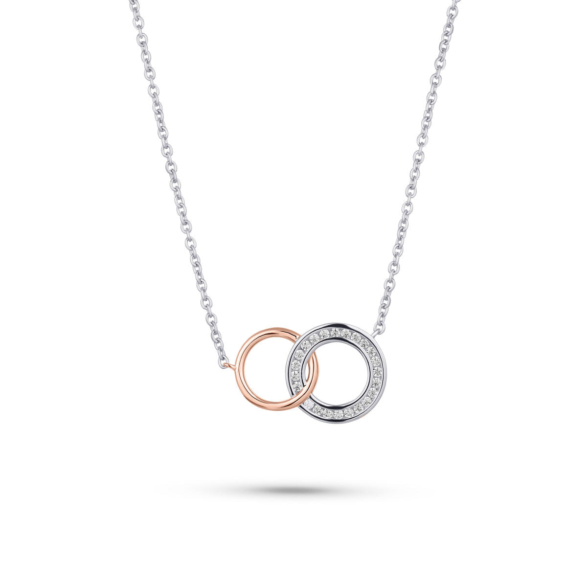 Gisser Ketting Zilver Verguld Bicolor Zirkonia Wit 42+5 cm – N1124R