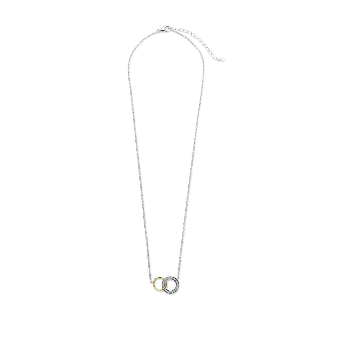 Gisser Ketting Zilver Verguld Bicolor Zirkonia Wit 42+5 cm – N1124Y – foto 2