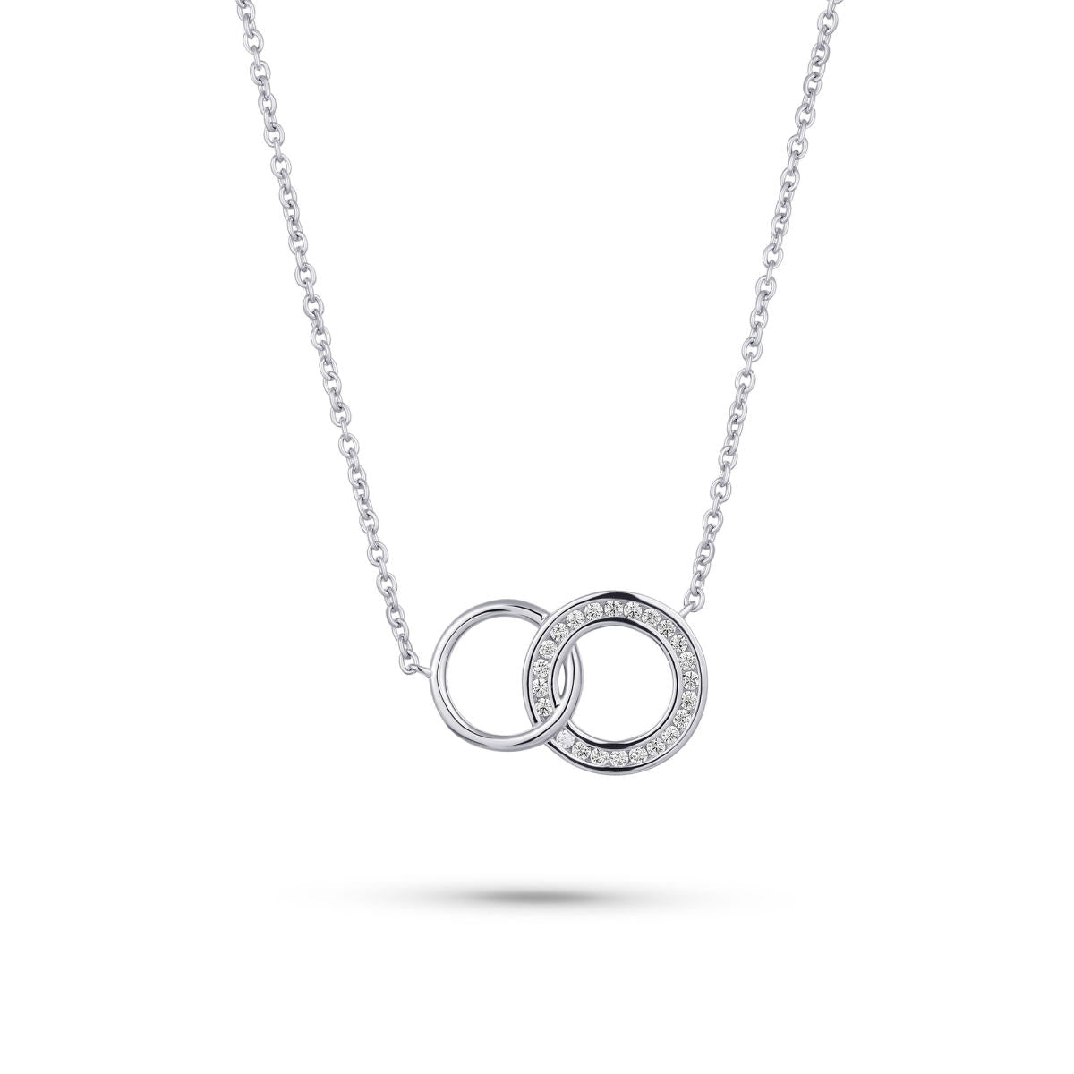 Gisser Ketting Zilver Gerhodineerd Zirkonia Wit 42+5 cm – N1124