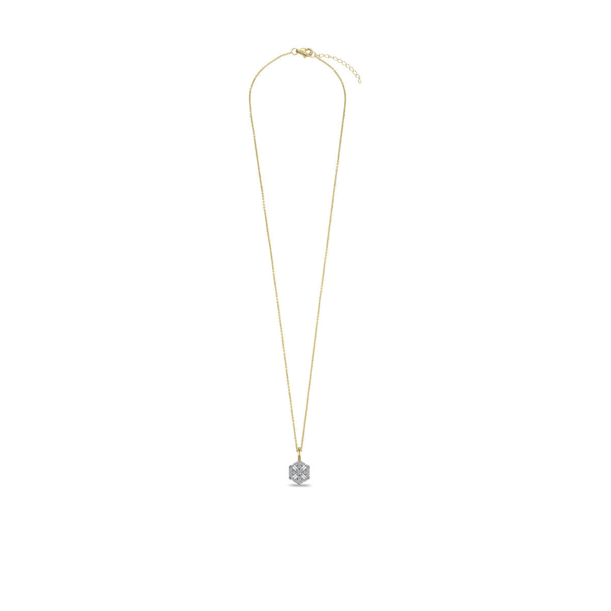 Gisser Ketting Zilver Verguld Bicolor Zirkonia Wit 42+3 cm – N1125Y – foto 2