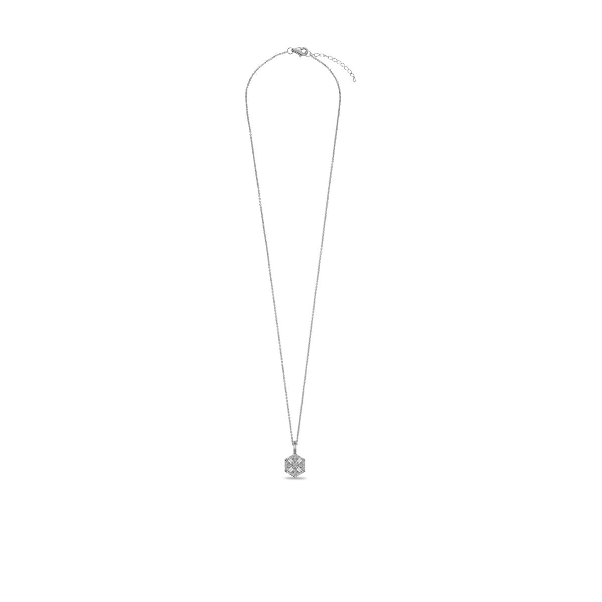 Gisser Ketting Zilver Gerhodineerd Zirkonia Wit 42+3 cm – N1125 – foto 2