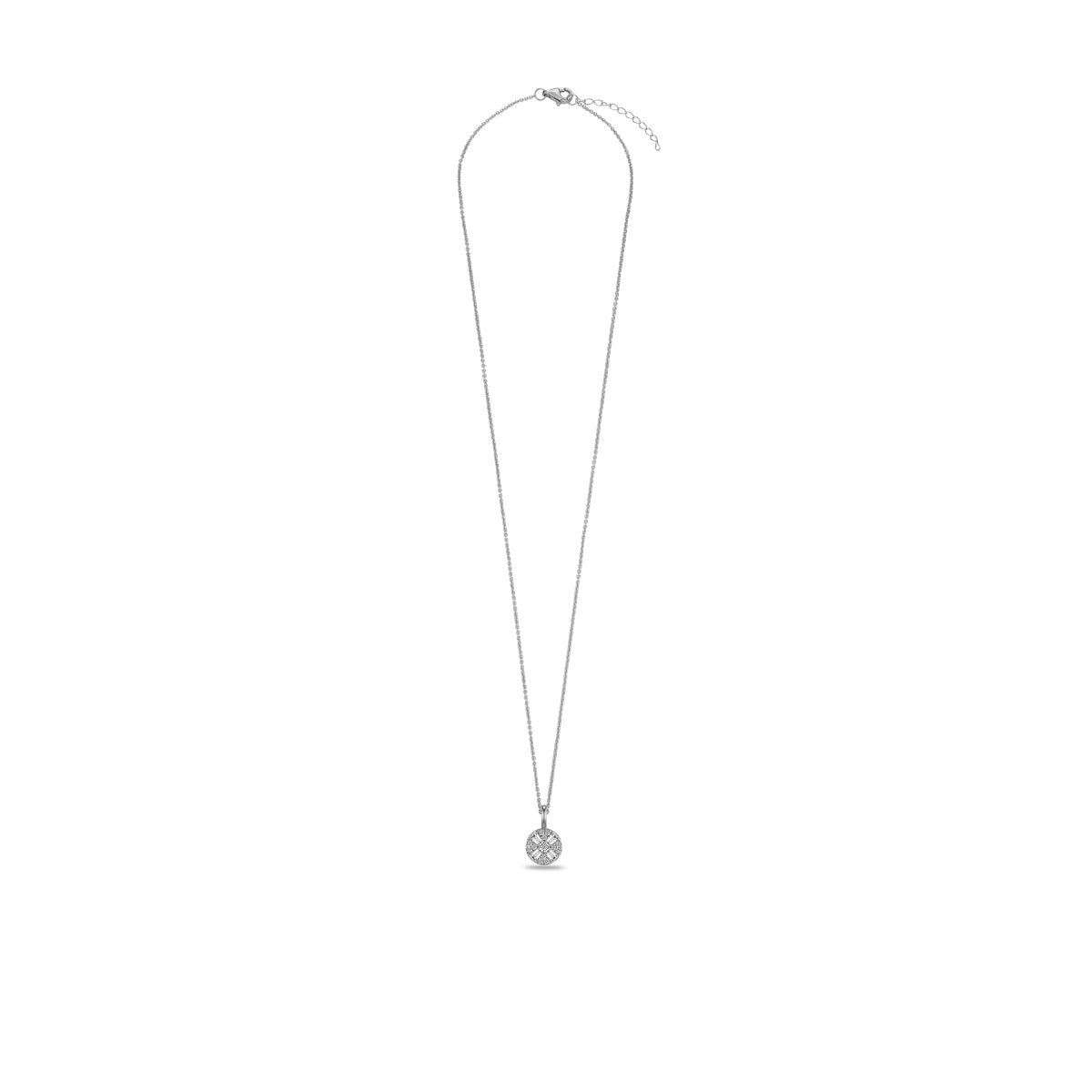Gisser Ketting Zilver Gerhodineerd Zirkonia Wit 42+3 cm – N1127 – foto 2