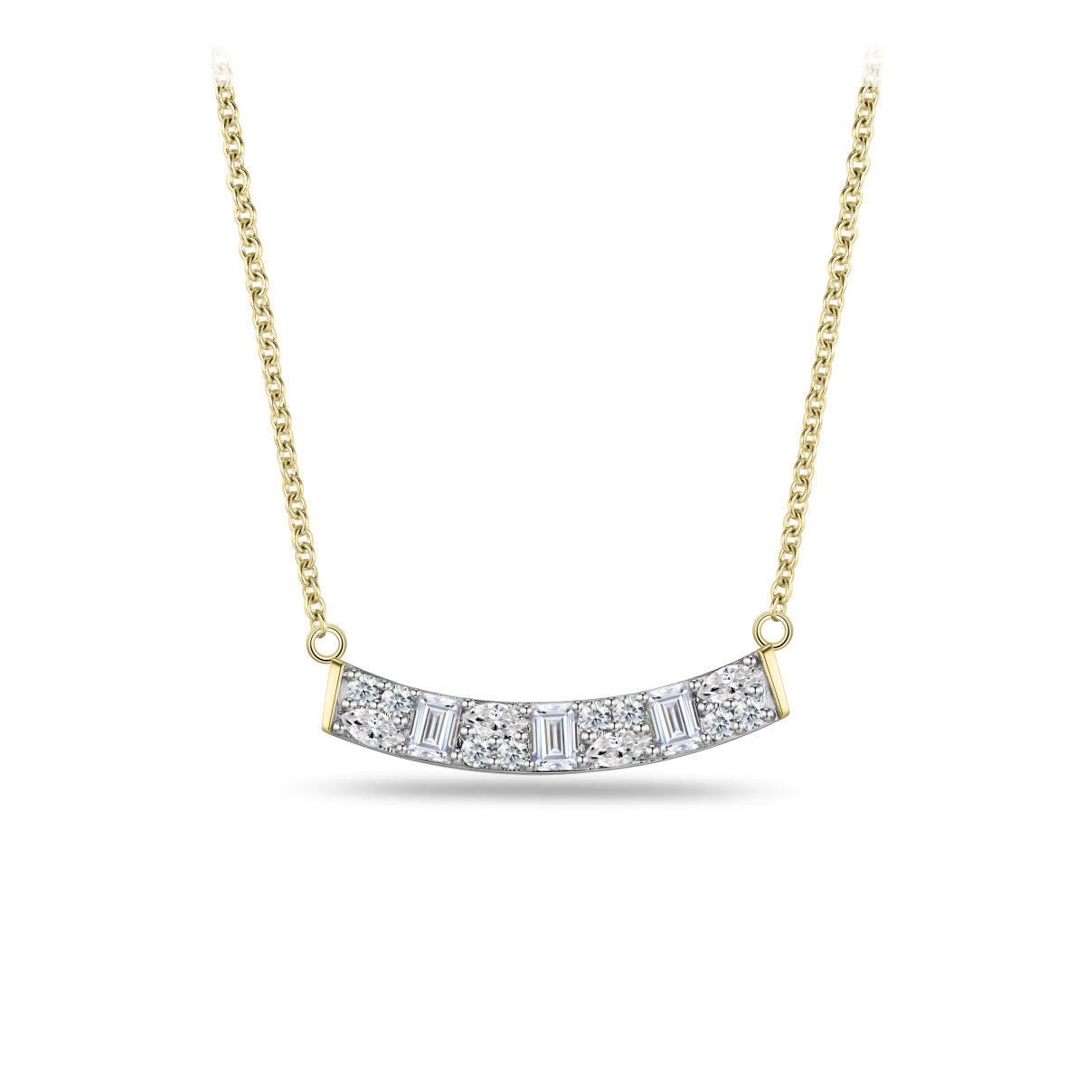 Gisser Ketting Zilver Verguld Bicolor Zirkonia Wit 42+3 cm – N1128Y