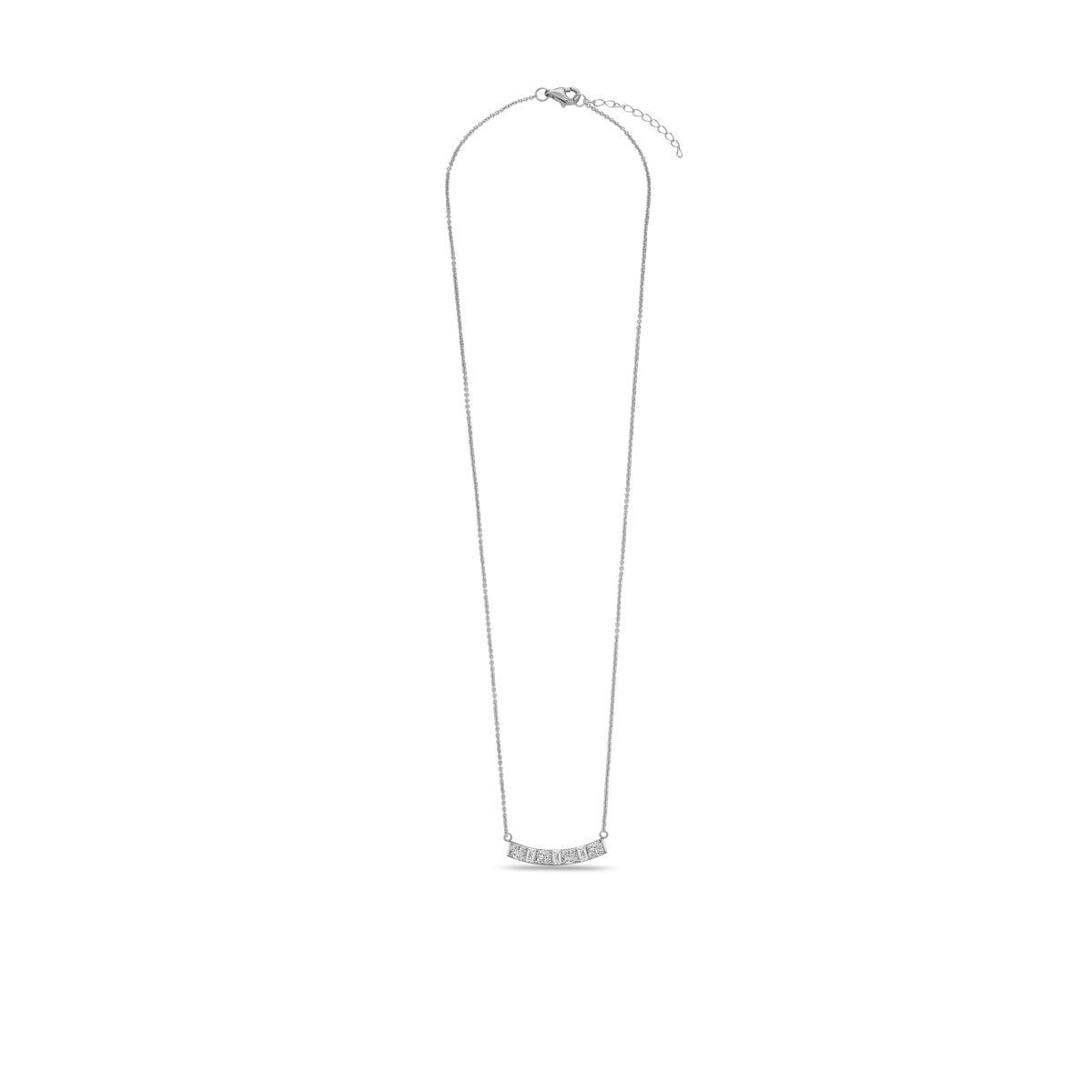 Gisser Ketting Zilver Gerhodineerd Zirkonia Wit 42+3 cm – N1128 – foto 2