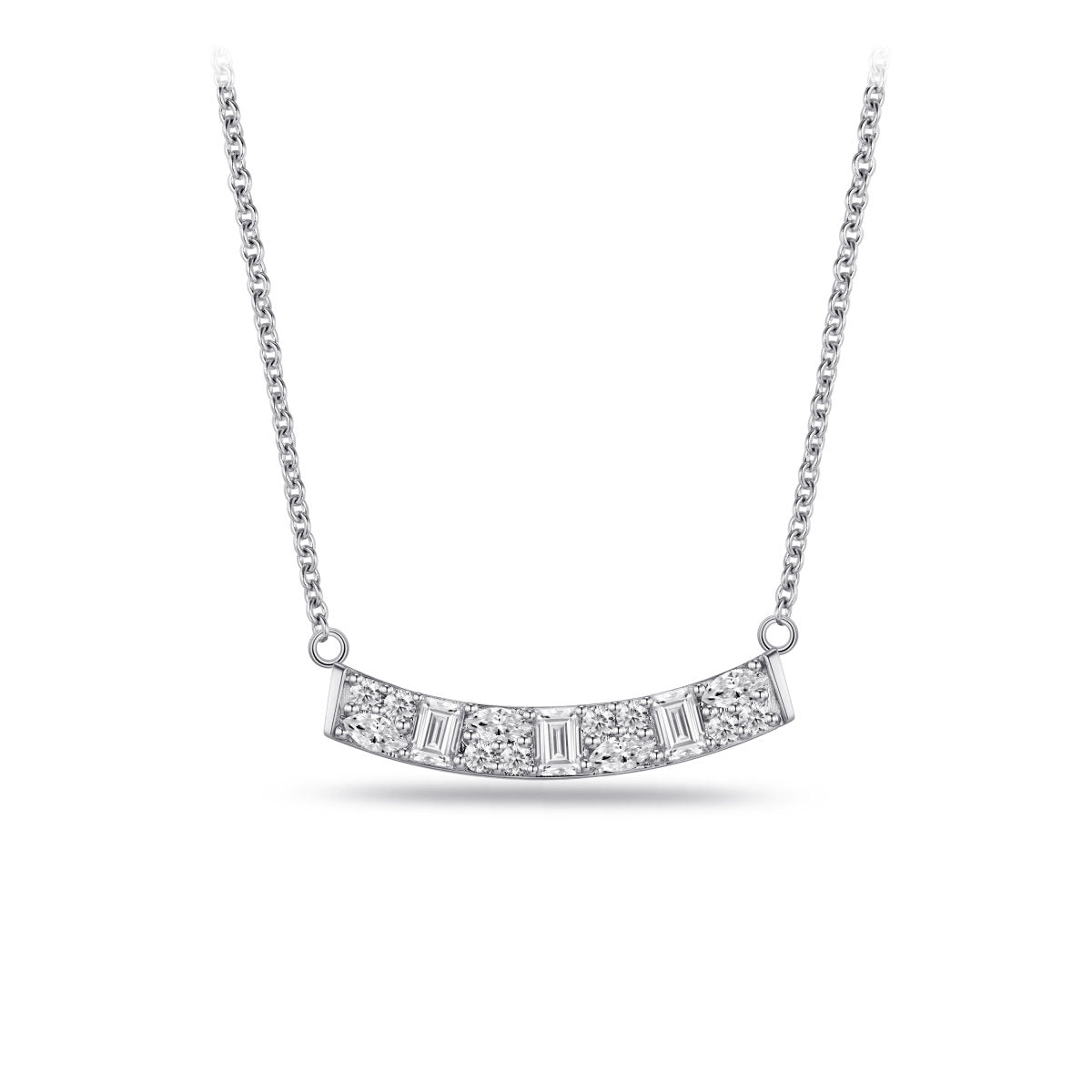 Gisser Ketting Zilver Gerhodineerd Zirkonia Wit 42+3 cm – N1128