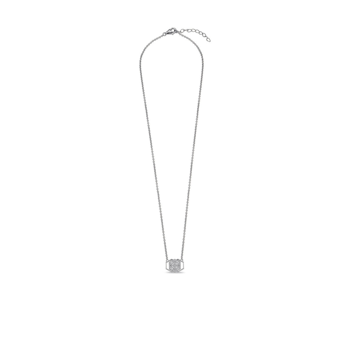 Gisser Ketting Zilver Gerhodineerd Zirkonia Wit 42+3 cm – N1129 – foto 2