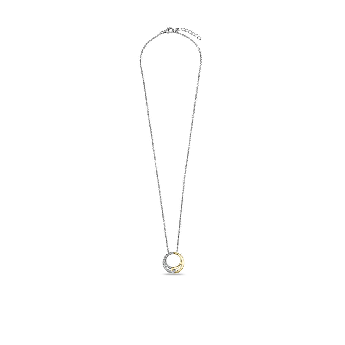 Gisser Ketting Zilver Verguld Bicolor Zirkonia Wit 42+3 cm – N1130Y – foto 2