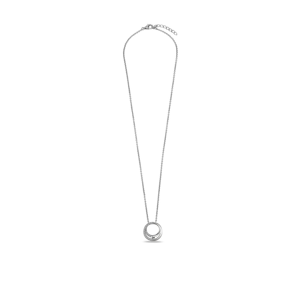 Gisser Ketting Zilver Gerhodineerd Zirkonia Wit 42+3 cm – N1130 – foto 2