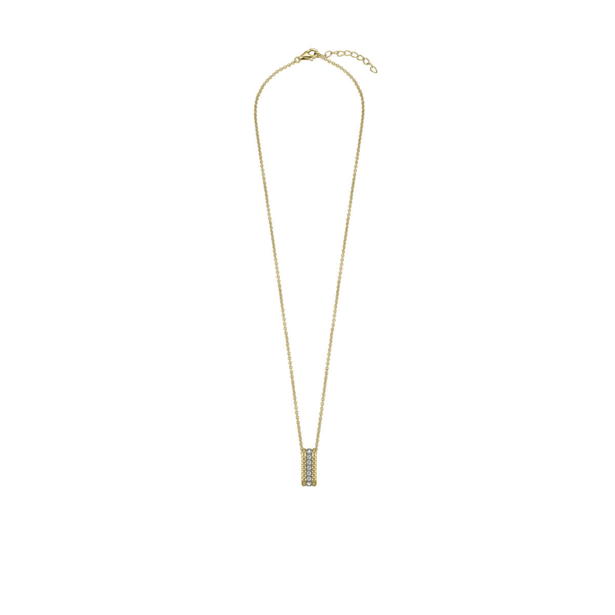 Gisser Ketting Zilver Verguld Bicolor Zirkonia Wit 42+3 cm – N1132Y – foto 2