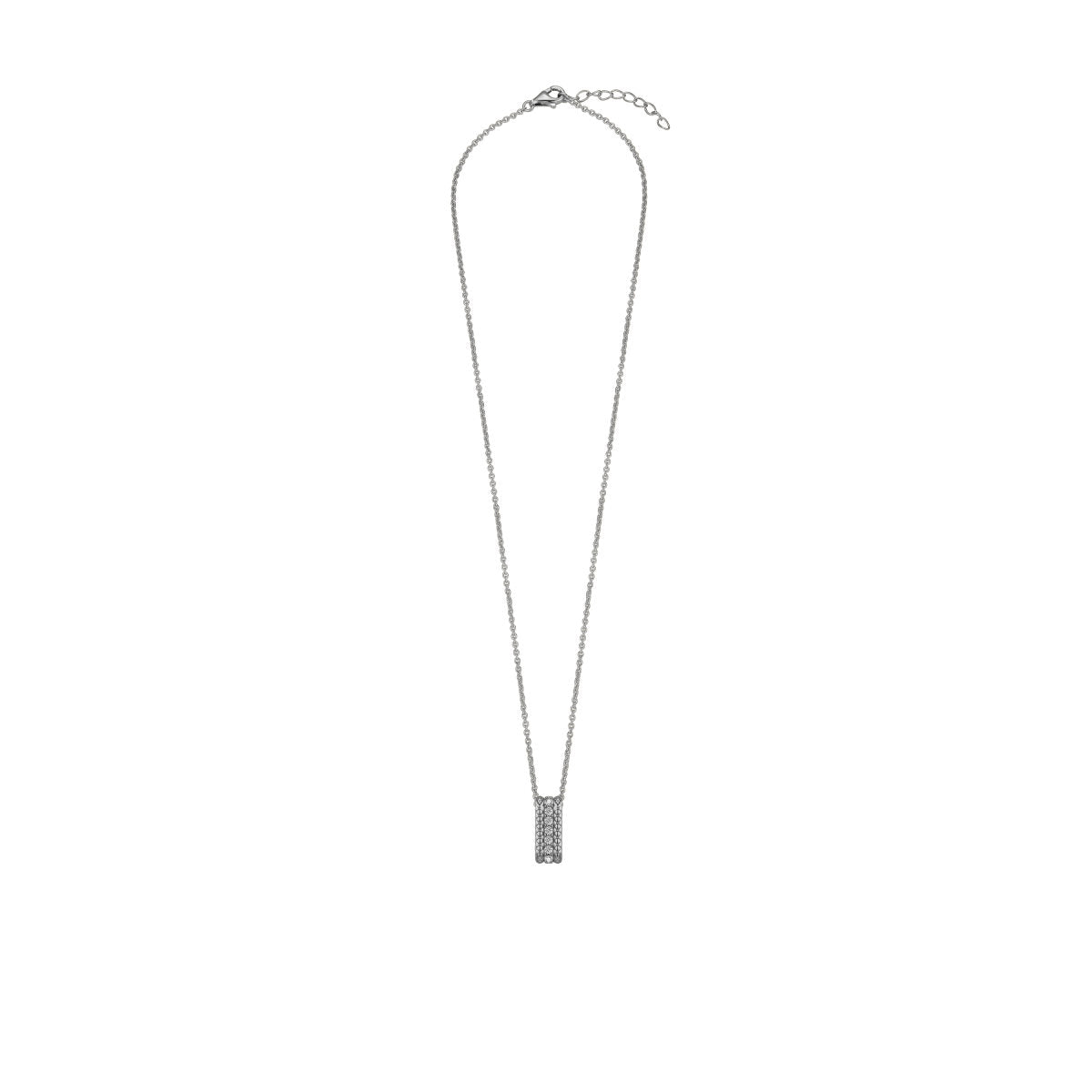 Gisser Ketting Zilver Gerhodineerd Zirkonia Wit 42+3 cm – N1132 – foto 2
