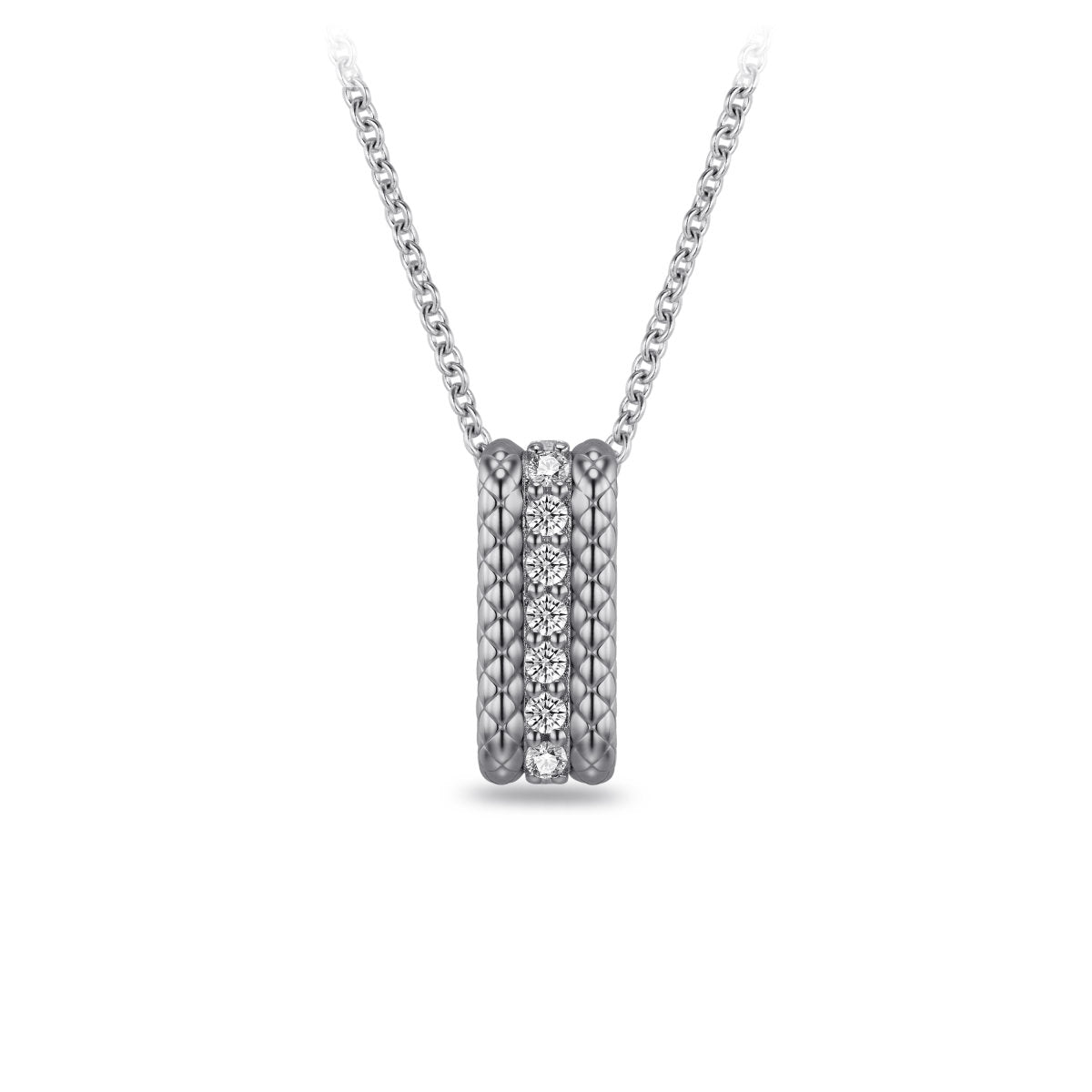 Gisser Ketting Zilver Gerhodineerd Zirkonia Wit 42+3 cm – N1132