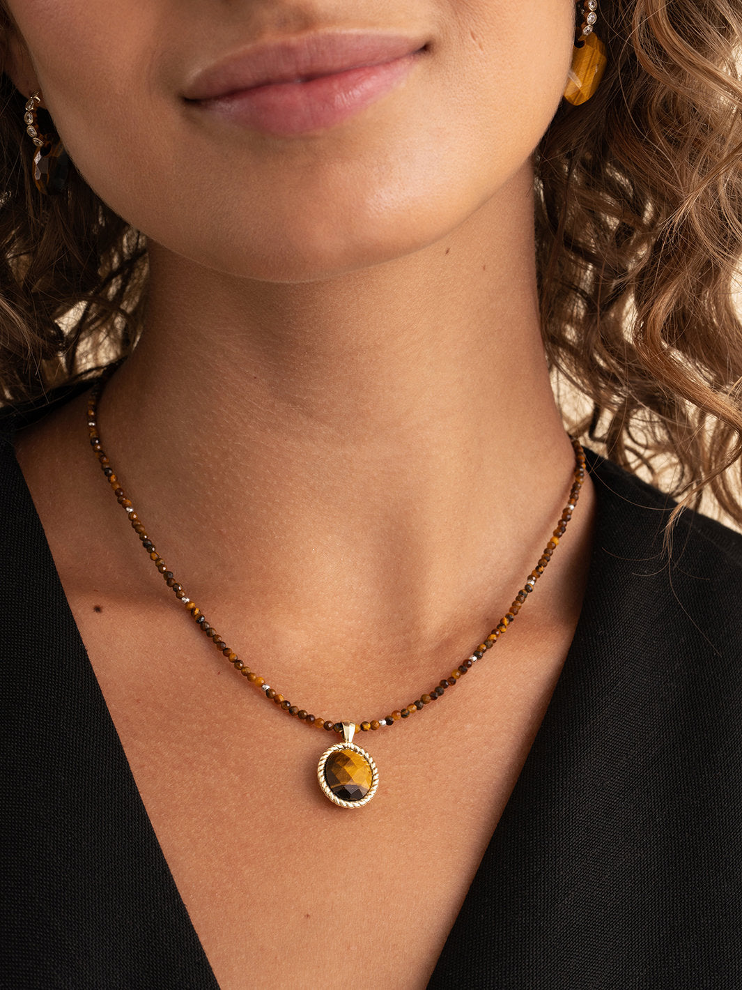 Sparkling Jewels Ketting Tijgeroog NLK04G-G09 Goudkleurig