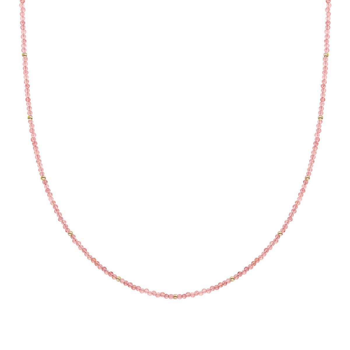 Sparkling Jewels Ketting | 2mm Cherry Quartz Gold - 42cm +2cm NLK04G-G25