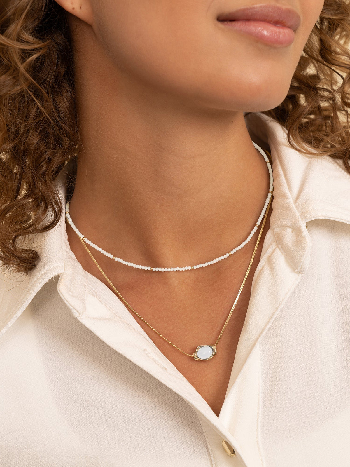 Sparkling Jewels Ketting Maansteen NLK04G-G54 Goudkleurig