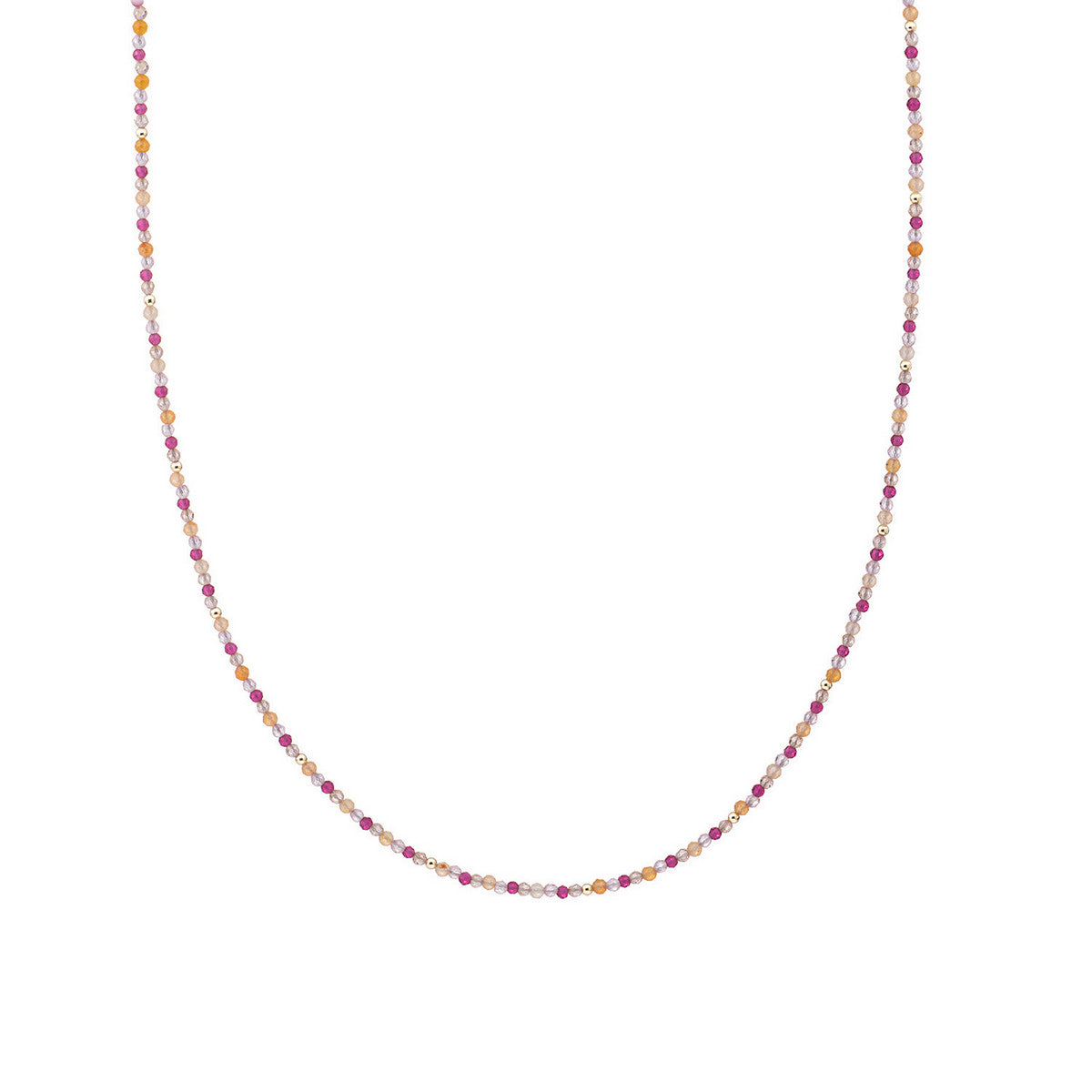 Sparkling Jewels Ketting 2mm Multi Gem NLK04G-MULTI03 Goudkleurig
