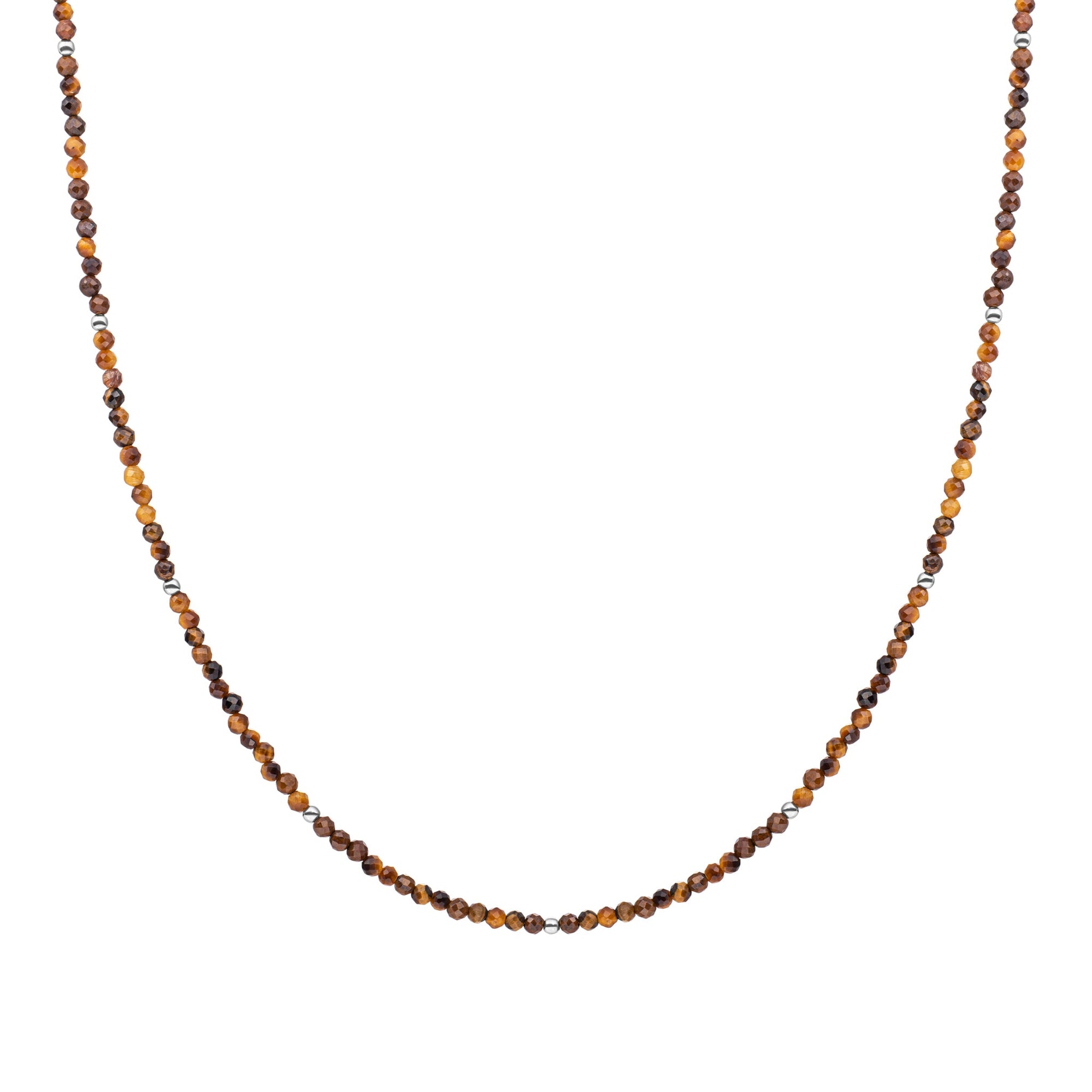 Sparkling Jewels ketting 2mm Tiger Eye Silver - 42cm +2cm NLK04S-G09 - PansiteNederland.nl