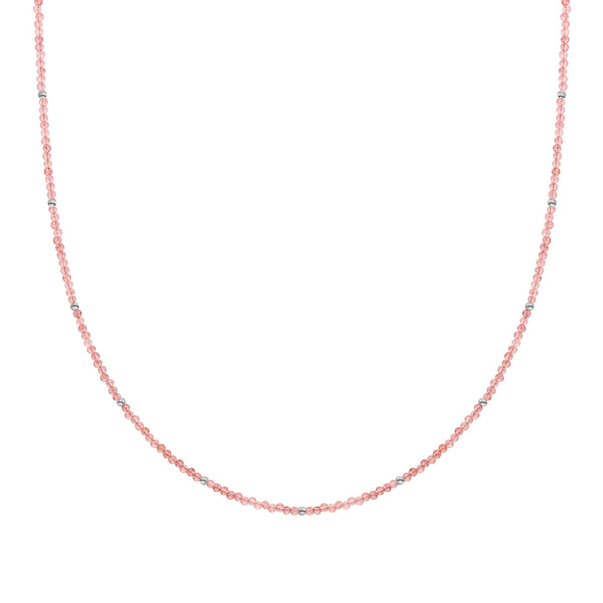 Sparkling Jewels Ketting | 2mm Cherry Quartz Silver - 42cm +2cm NLK04S-G25