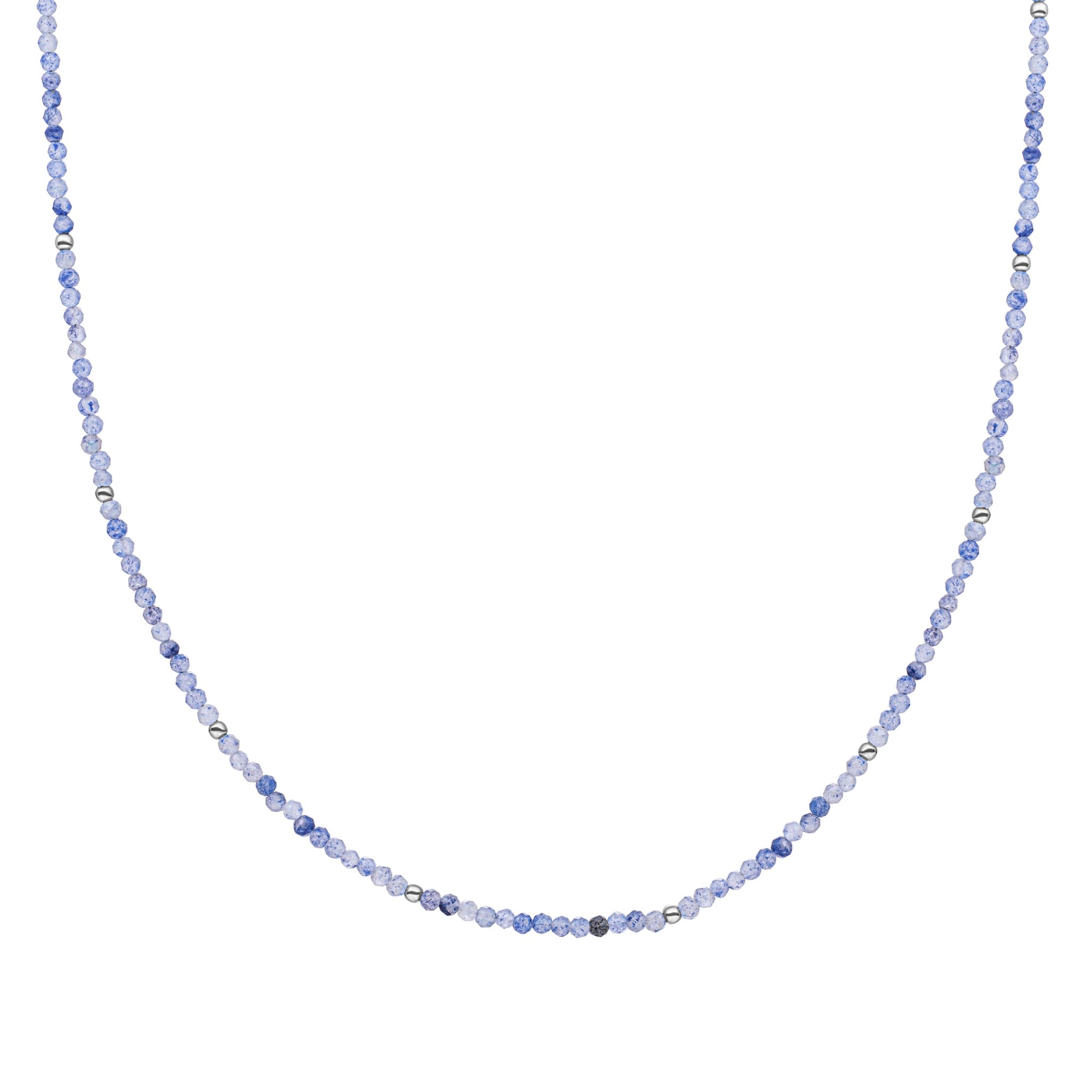 Sparkling Jewels ketting 2mm Blue Aventurine Silver - 42cm +2cm NLK04S-G37 - PansiteNederland.nl