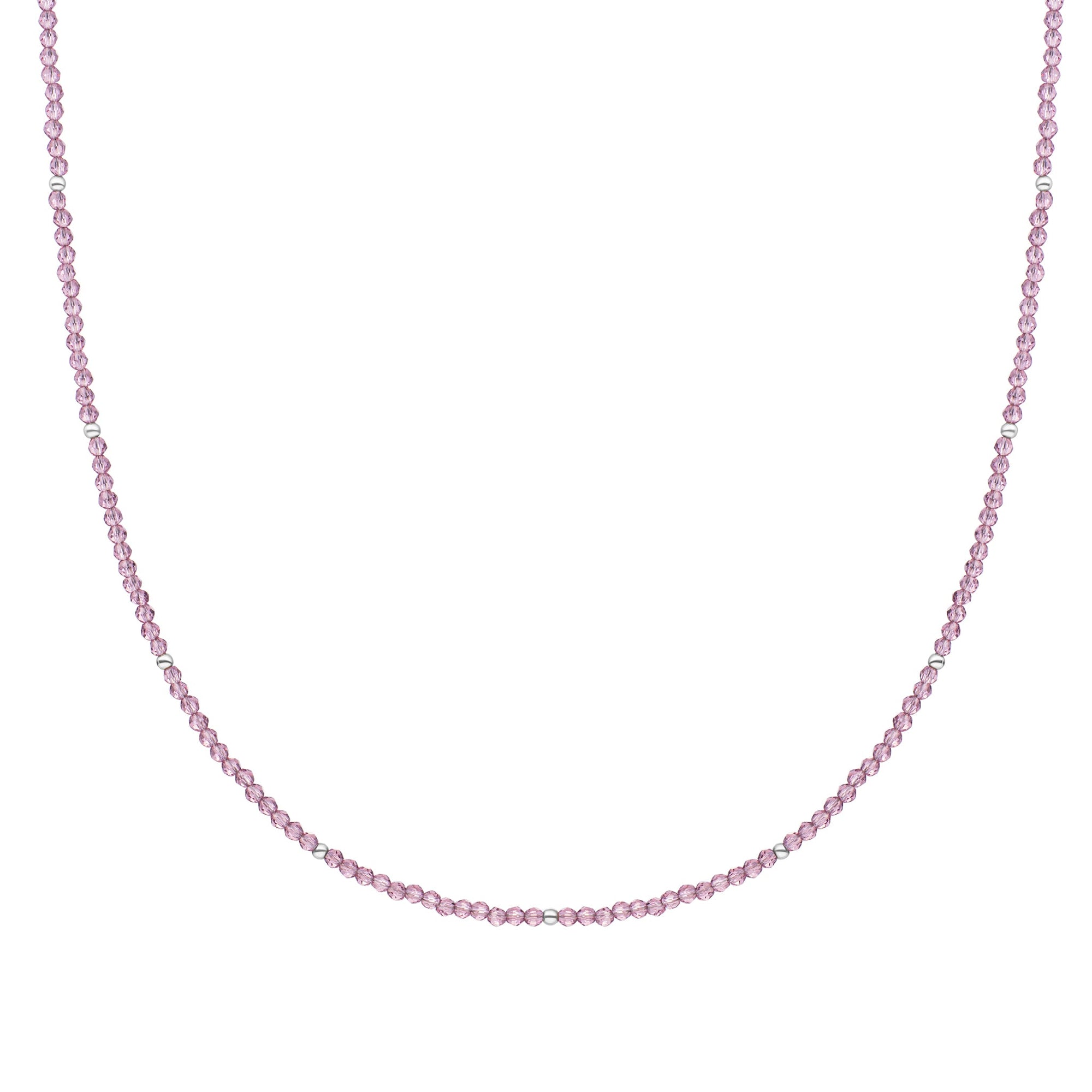 Sparkling Jewels ketting 2mm Purpl Pink Quartz Silver - 42cm +2cm NLK04S-G59 - PansiteNederland.nl