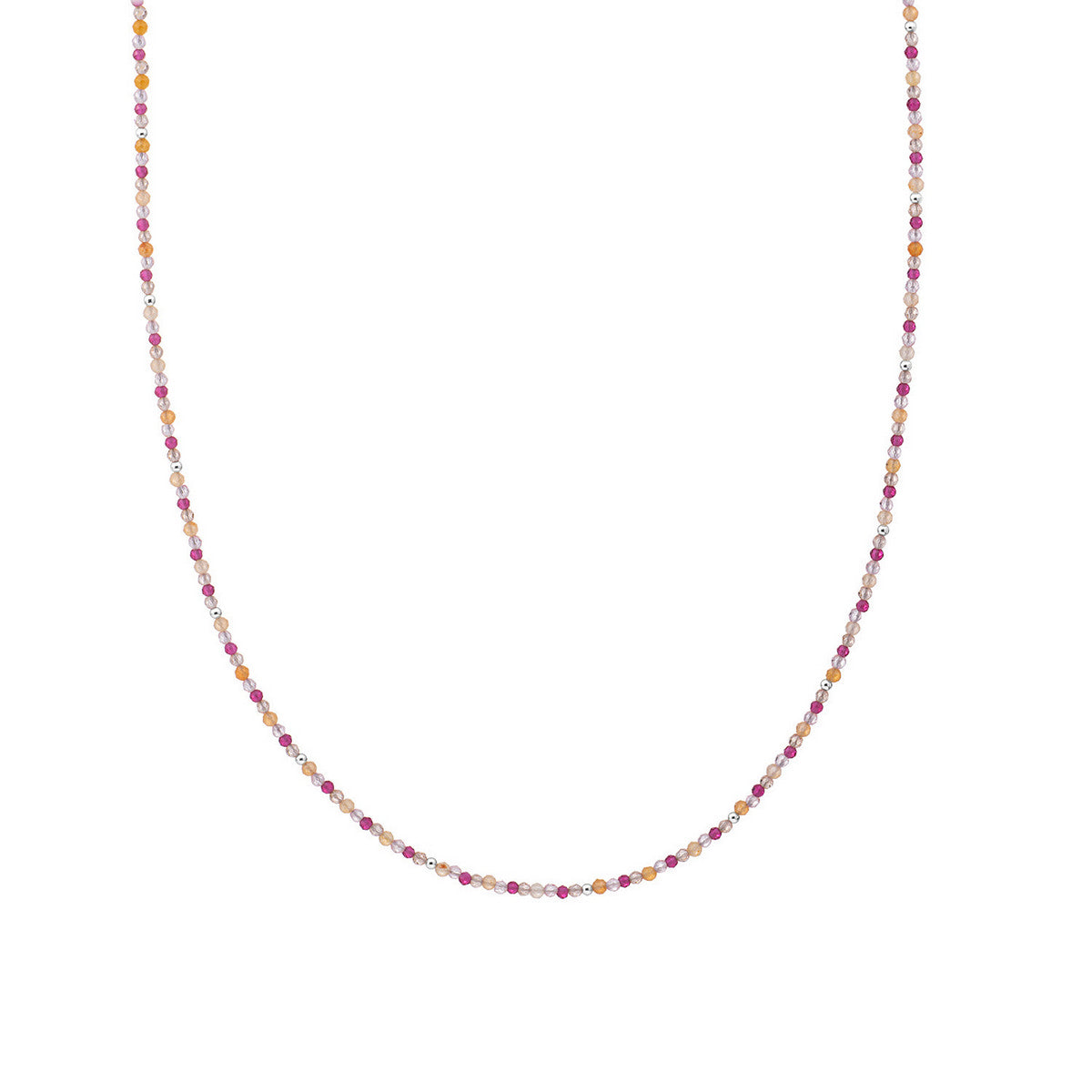 Sparkling Jewels Ketting 2mm Multi Gem NLK04S-MULTI03 Zilverkleurig