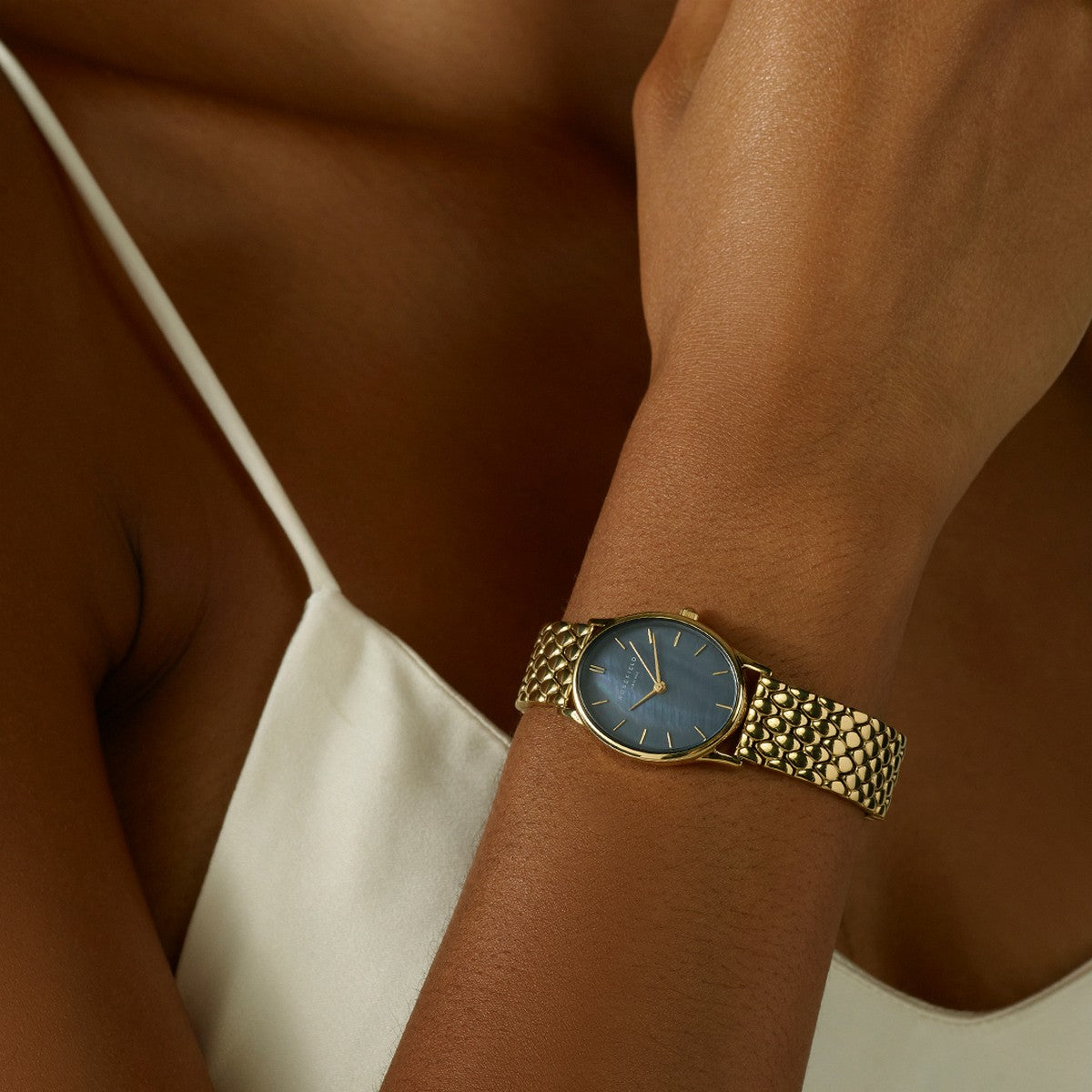 Rosefield horloge OBGSG-OV14 The Oval Black MOP Steel Gold - PansiteNederland.nl