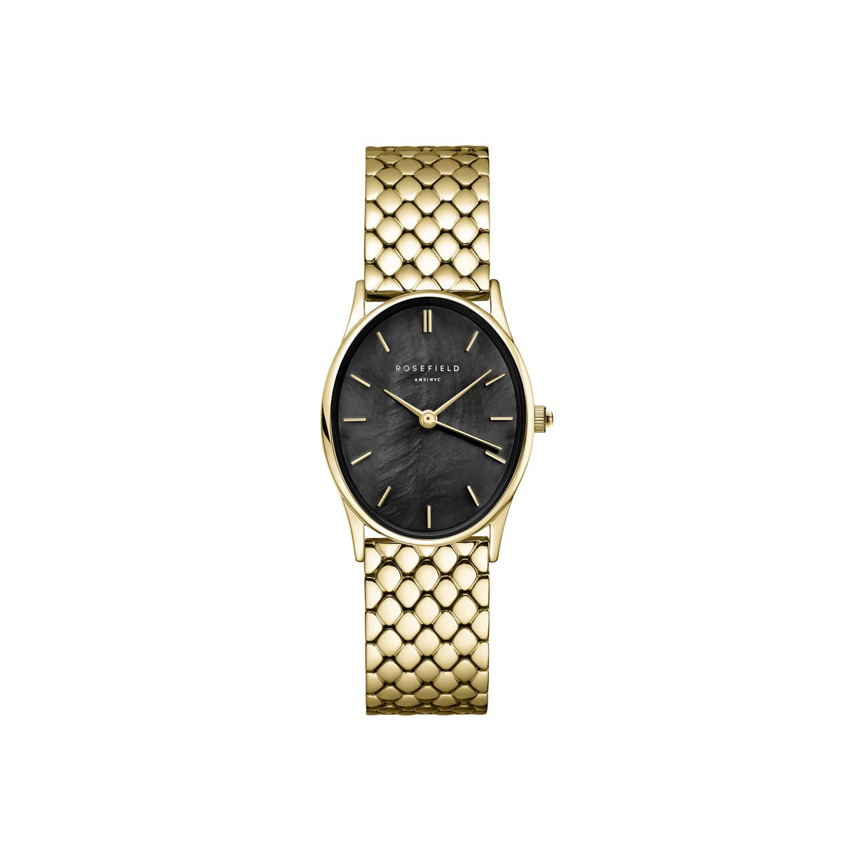 Rosefield horloge OBGSG-OV14 The Oval Black MOP Steel Gold - PansiteNederland.nl