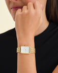 Rosefield horloge OCWSG-O40 The Octagon White Sunray Steel Gold