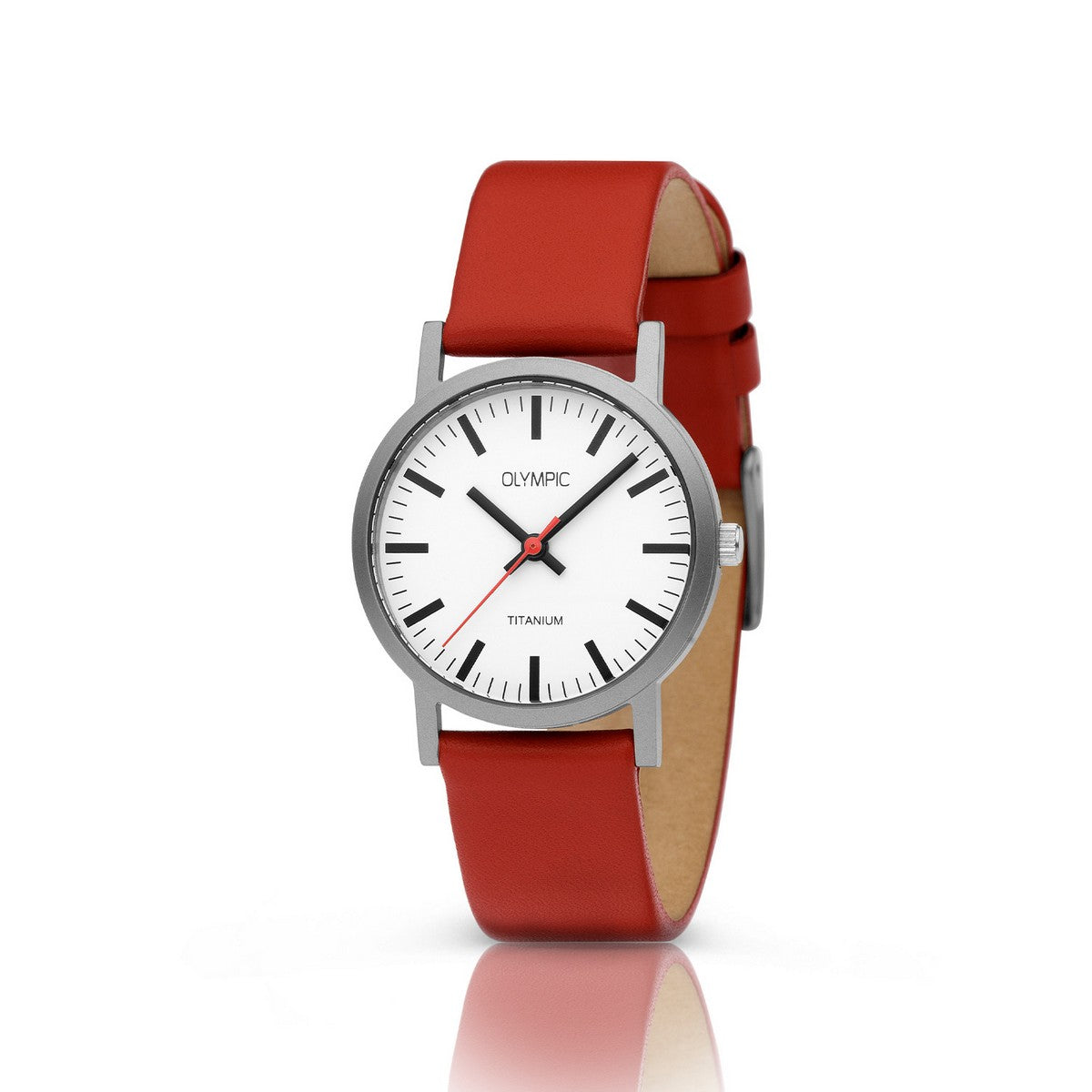 Olympic OL26DTL069 JOSH Horloge - Titaan - Leer - Rood, exclusief en kwalitatief hoogwaardig. Ontdek nu!