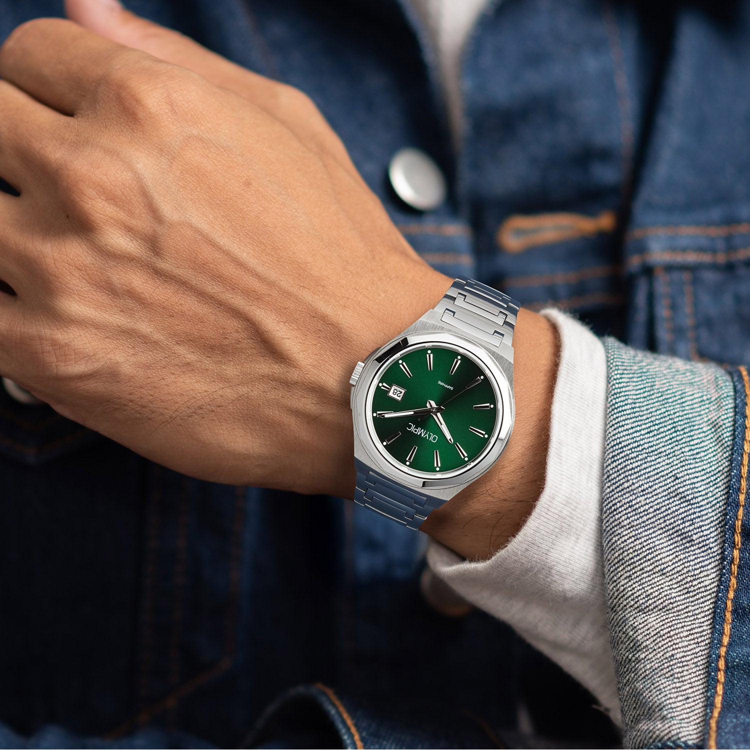 Olympic OL66HSS023 Momentum Horloge Heren Staal 44mm