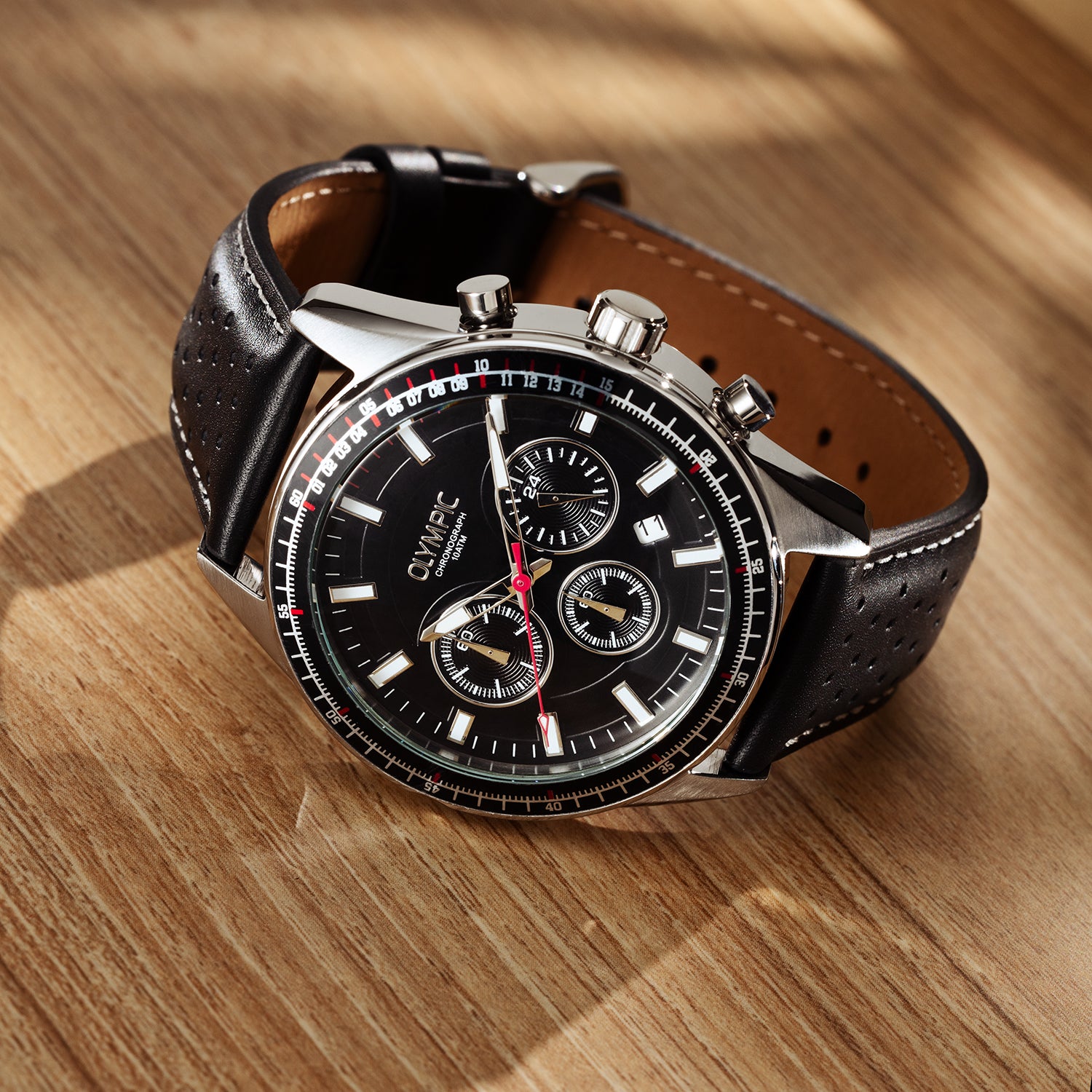 Olympic Horloge MASON leer zwart - OL72HSL076