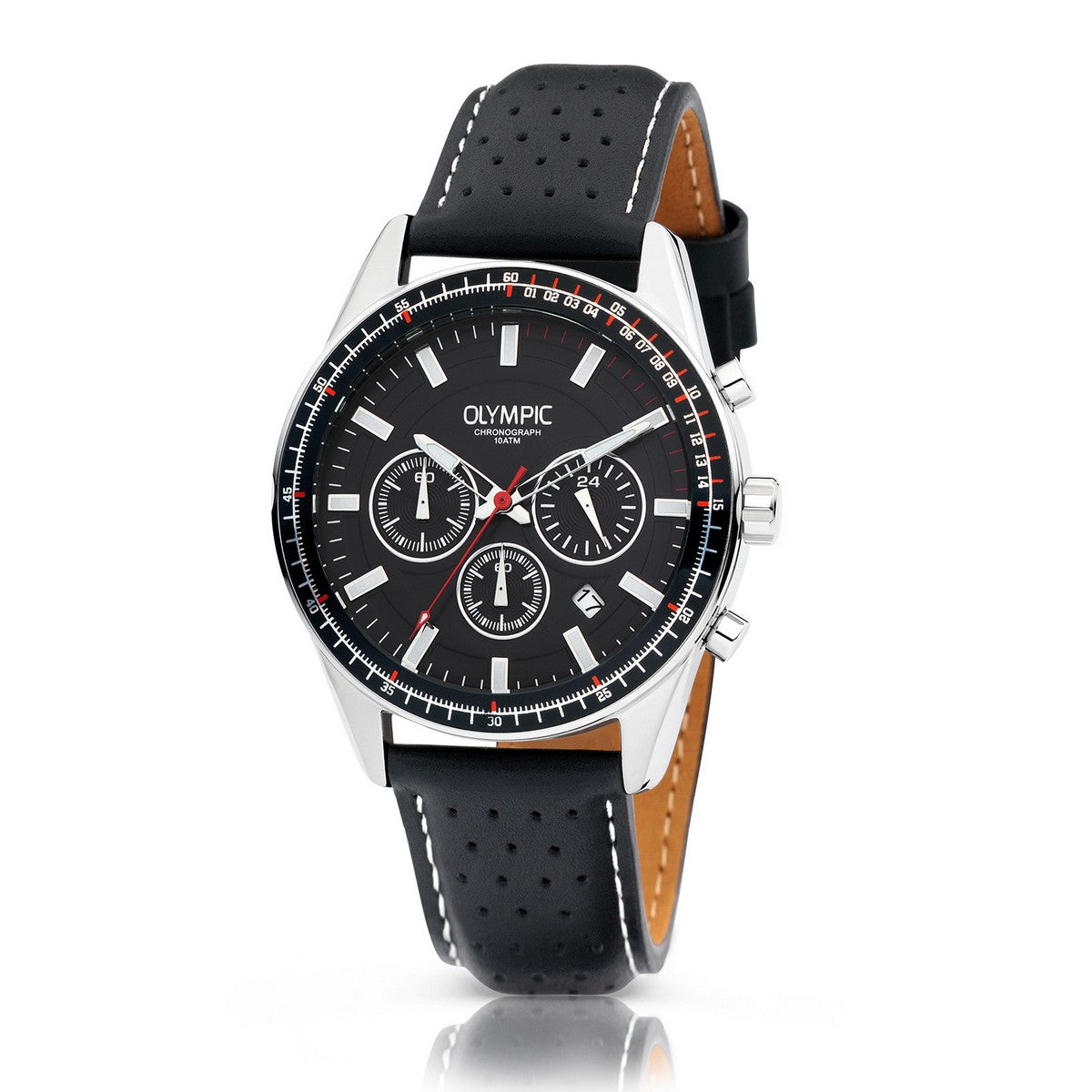 Olympic OL72HSL076 MASON Horloge - Staal -Leer - Zwart, exclusief en kwalitatief hoogwaardig. Ontdek nu!
