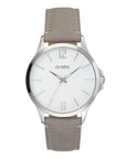 Olympic Danny Horloge Heren Grijs Leer Wit 40mm OL72HSL083