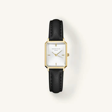 Rosefield horloge OWBLG-O84 Octagon XS White Black Leather Gold - PansiteNederland.nl