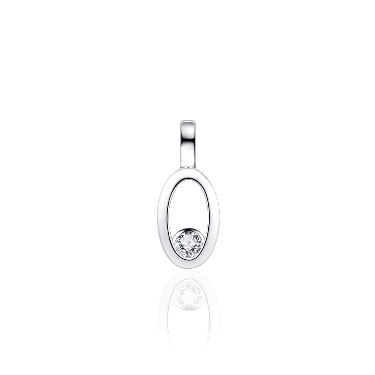 Gisser Hanger Zilver Gerhodineerd Zirkonia Wit – P1064