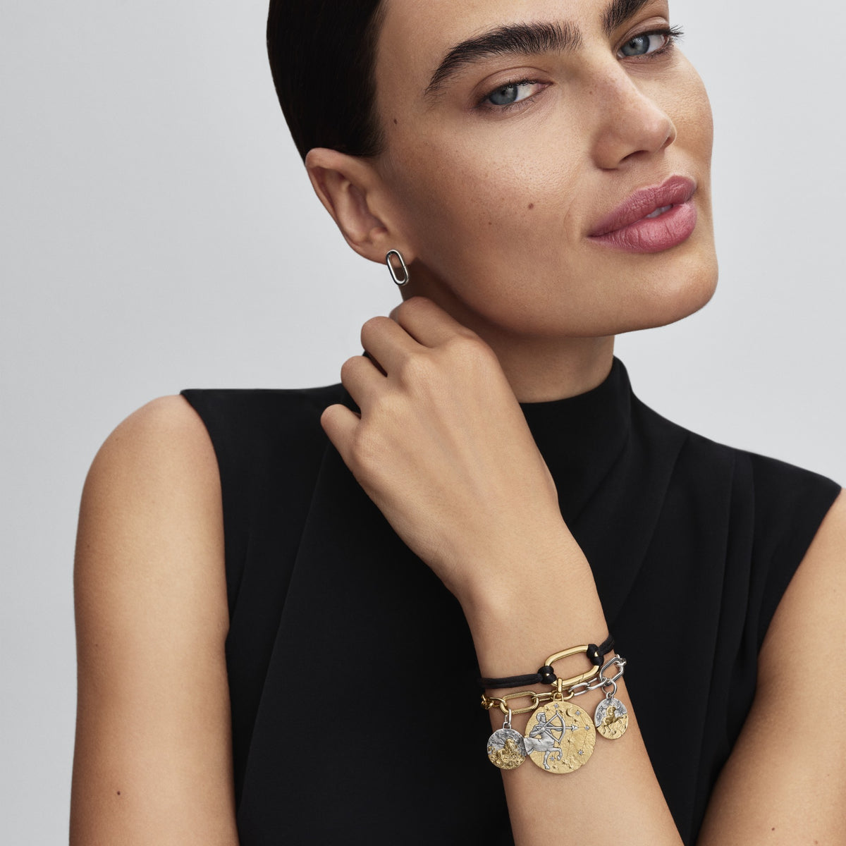 Pandora Boogschutter Dierenriem Oversized Medaillonbedel bicolor zilver en goudverguld 764995C01