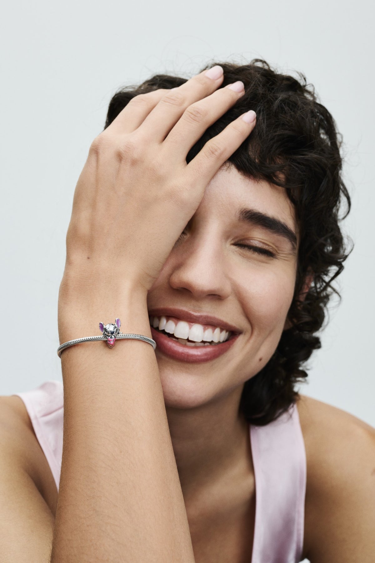 Pandora Moments magnetische schuifsluiting slangenschakelarmband zilver 590122C00
