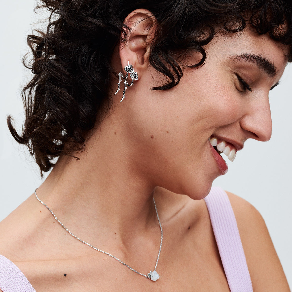 Pandora Witte roos in bloei halsketting zilver 393206C01