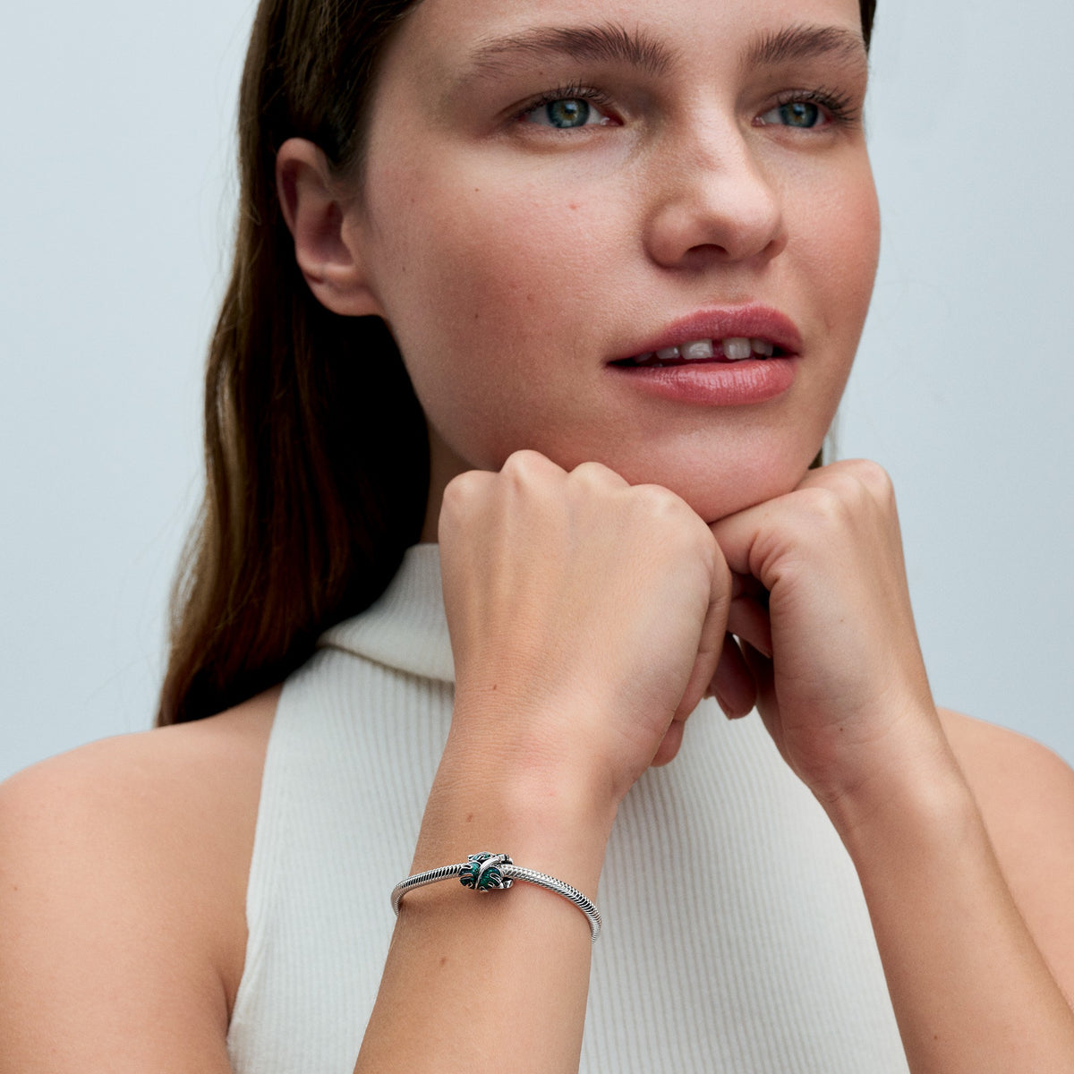 Pandora Groene Monstera Bladeren Bedel zilver 793332C01
