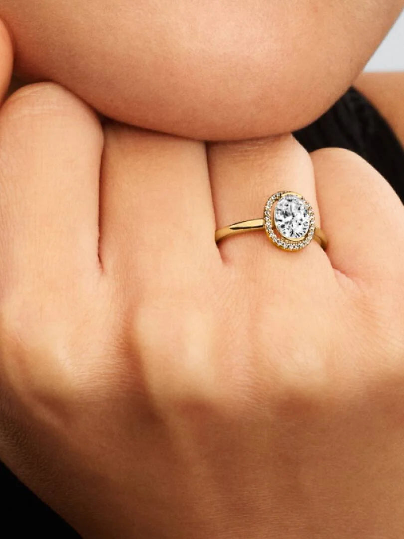 Pandora Ovale Sprankelende Halo Ring goudverguld - 163802C01
