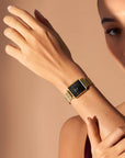 Rosefield horloge QBMG-Q06 The Boxy Black Mesh Gold - PansiteNederland.nl