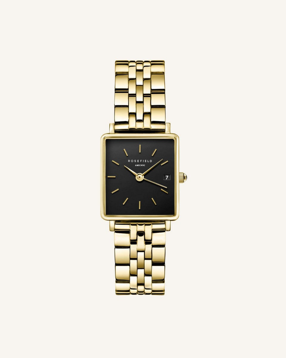 Rosefield horloge QMBG-Q025 The Boxy XS Black Steel Gold - PansiteNederland.nl
