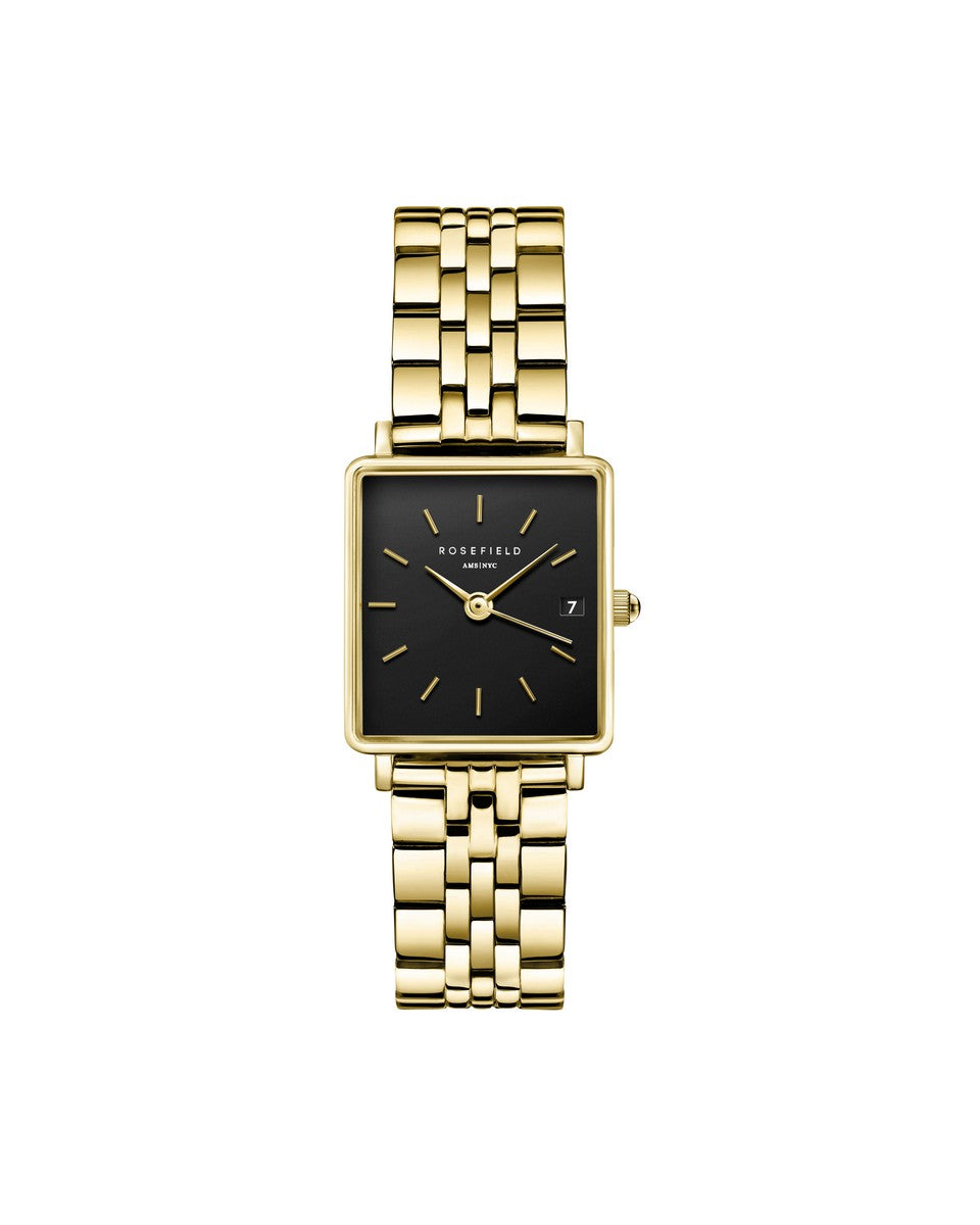 Rosefield horloge QMBG-Q025 The Boxy XS Black Steel Gold - PansiteNederland.nl