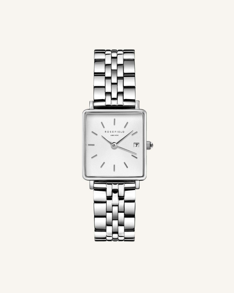 Rosefield horloge QMWSS-Q020 The Boxy XS White Sunray Steel Silver - PansiteNederland.nl